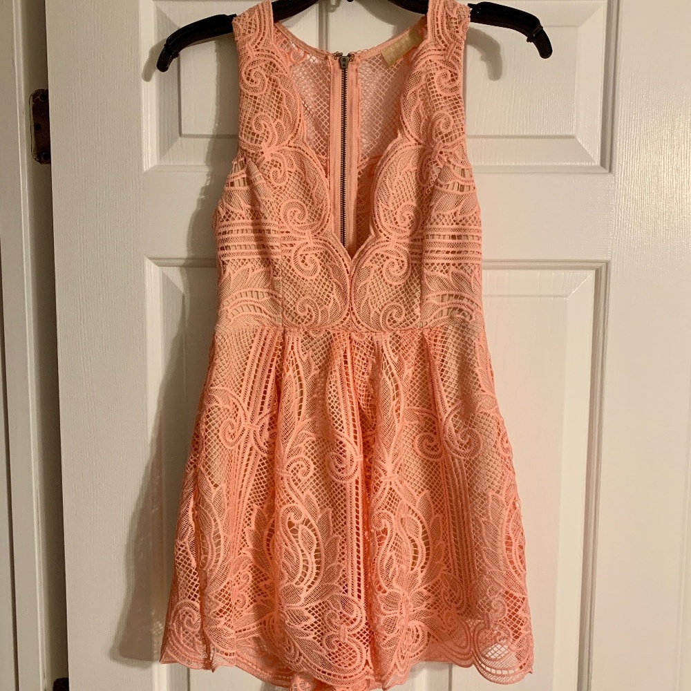 Love Triangle Plunging Lace Romper View 3